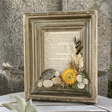 Cadre vintage fleuri jaune