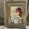 Cadre vintage fleuri ocre-rouge