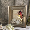 Cadre vintage fleuri ocre-rouge