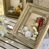 Cadre vintage fleuri ocre-rouge